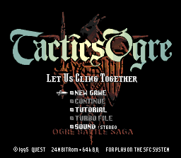Tactics Ogre [Homebrew] title screen for Super Nintendo